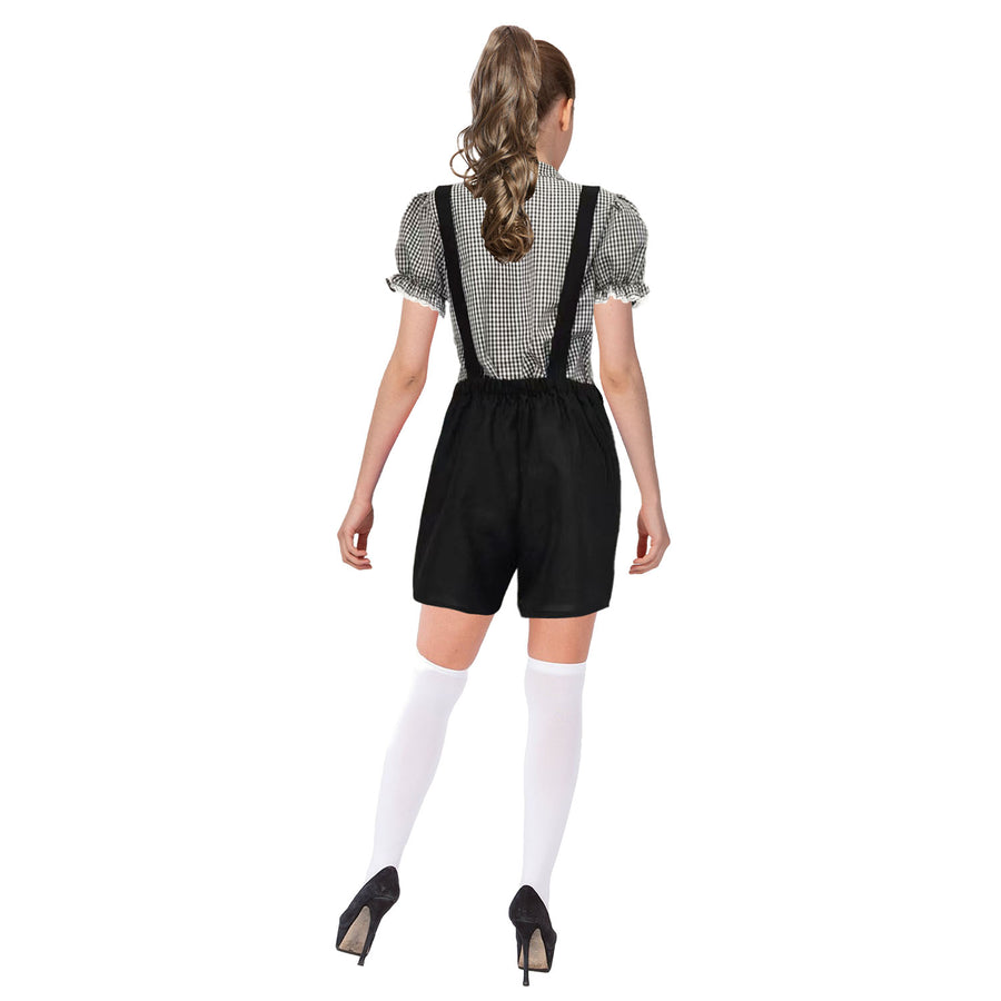 Adult Black Checkered Beer Girl Shorts Costume