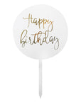 Deluxe Happy Birthday Perspex Cake Topper (Clear and Gold)