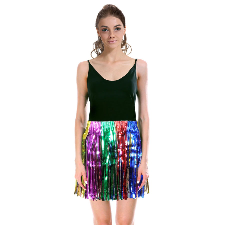Rainbow Tinsel Fringe Skirt