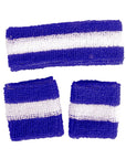 Striped Sweatband & Wristband Set (Blue)