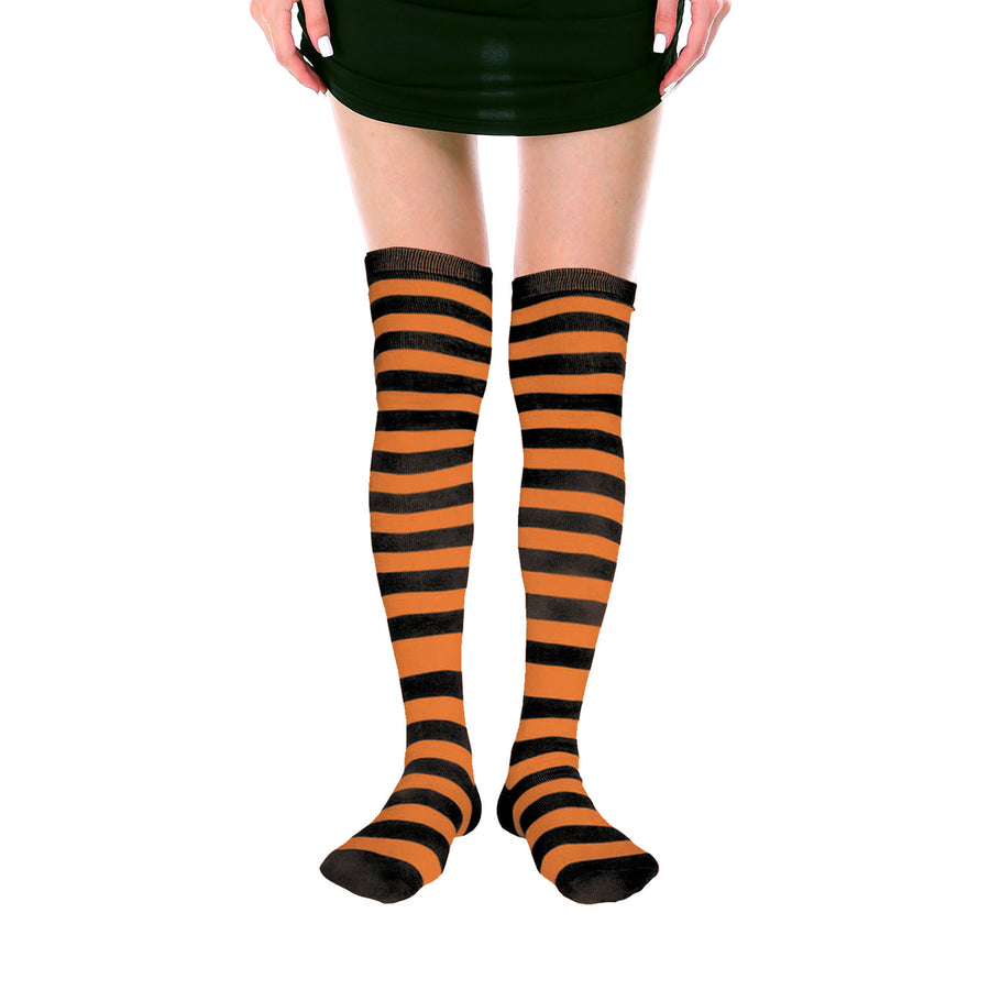 Over Knee Socks (Orange/Black Stripe)