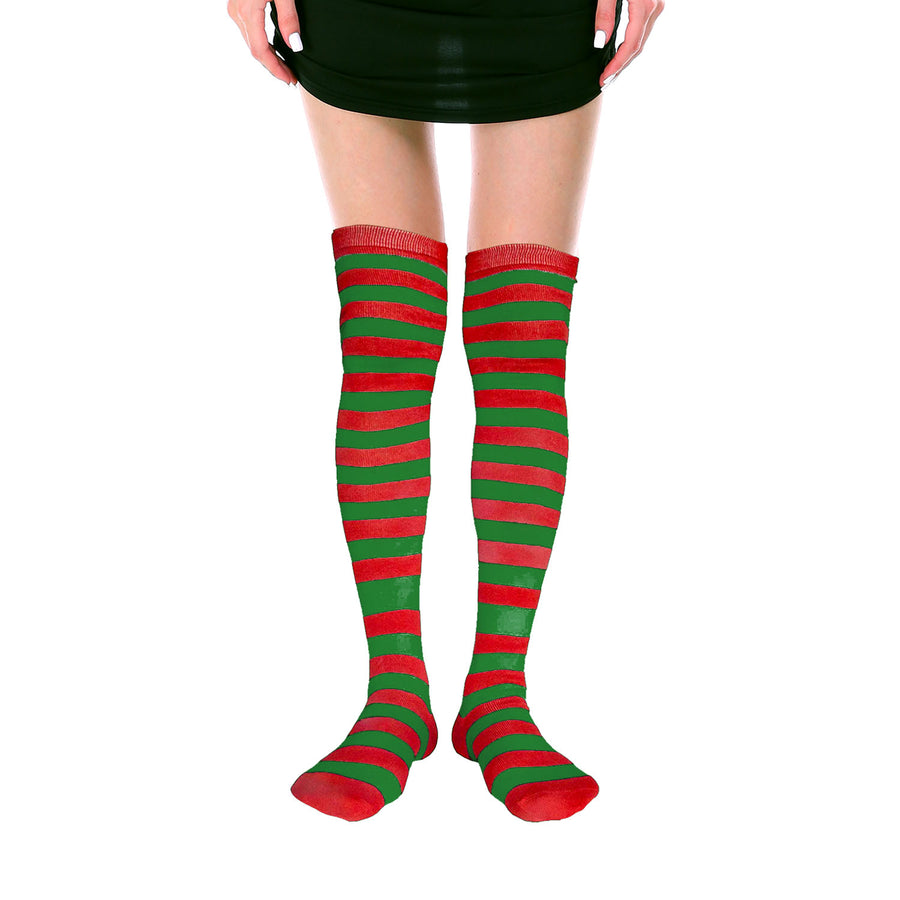 Over Knee Socks (Red/Green Stripe)