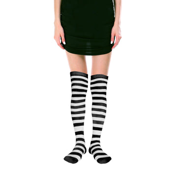 Over Knee Socks (Black/White Stripe)