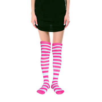 Over Knee Socks (Pink/White Stripe)