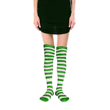 Over Knee Socks (Green/White Stripe)