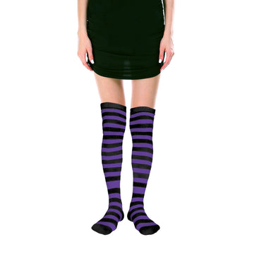 Over Knee Socks (Purple/Black Stripe)