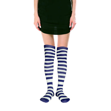Over Knee Socks (Navy Blue/White Stripe)