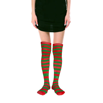 Over Knee Socks (Red/Green Stripe)
