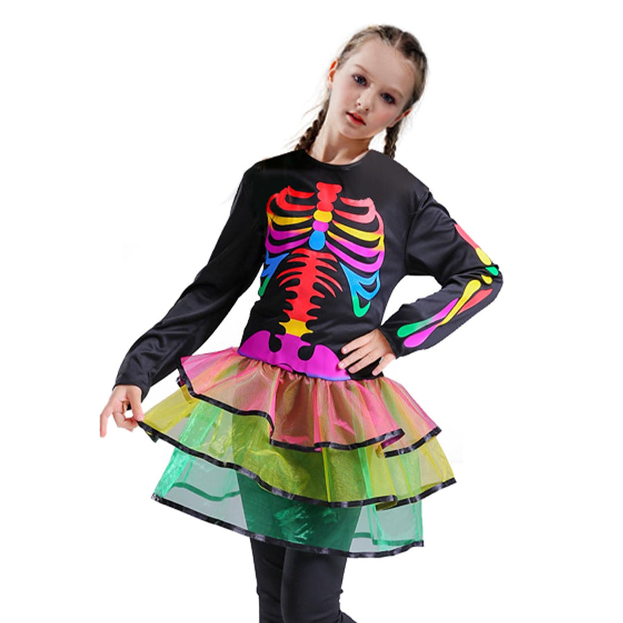 Children Rainbow Skeleton Costume