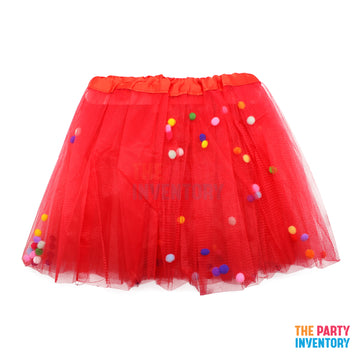 Children Confetti Pom Pom Tutu (Red)