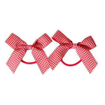 Red Gingham Bow Hair Tie (2pk)