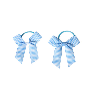 Blue Gingham Bow Hair Tie (2pk)