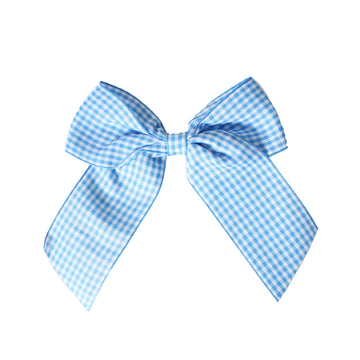 Blue Gingham Bow Clip