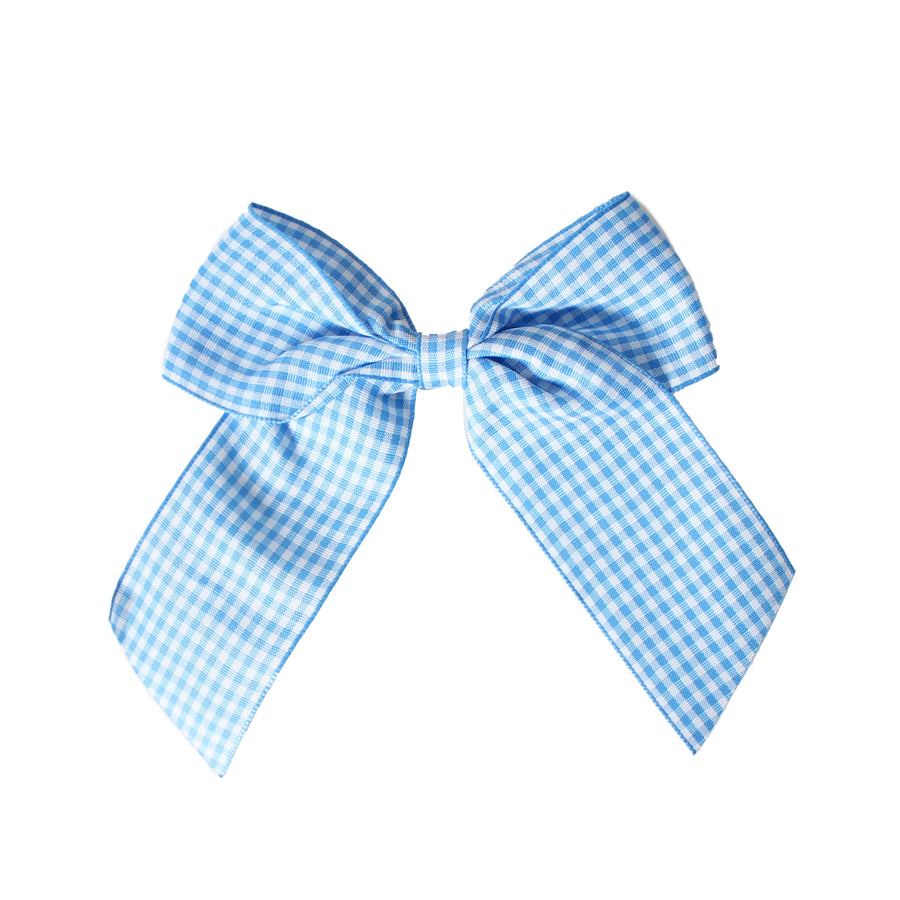 Blue Gingham Bow Clip