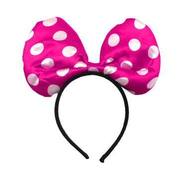 Hot Pink Polka Dot Bow Headband