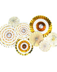 Gold Mixed Pattern Decoration Fans (8Pcs)