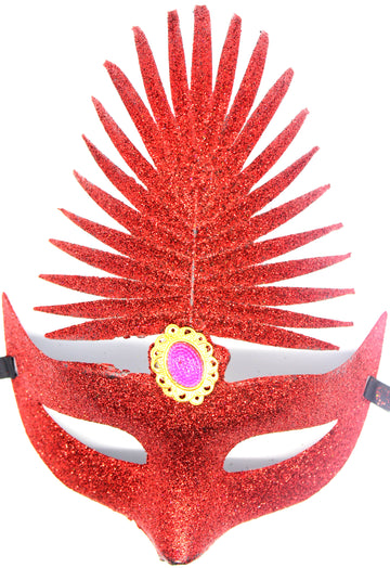 Red Glitter Leaf Mask