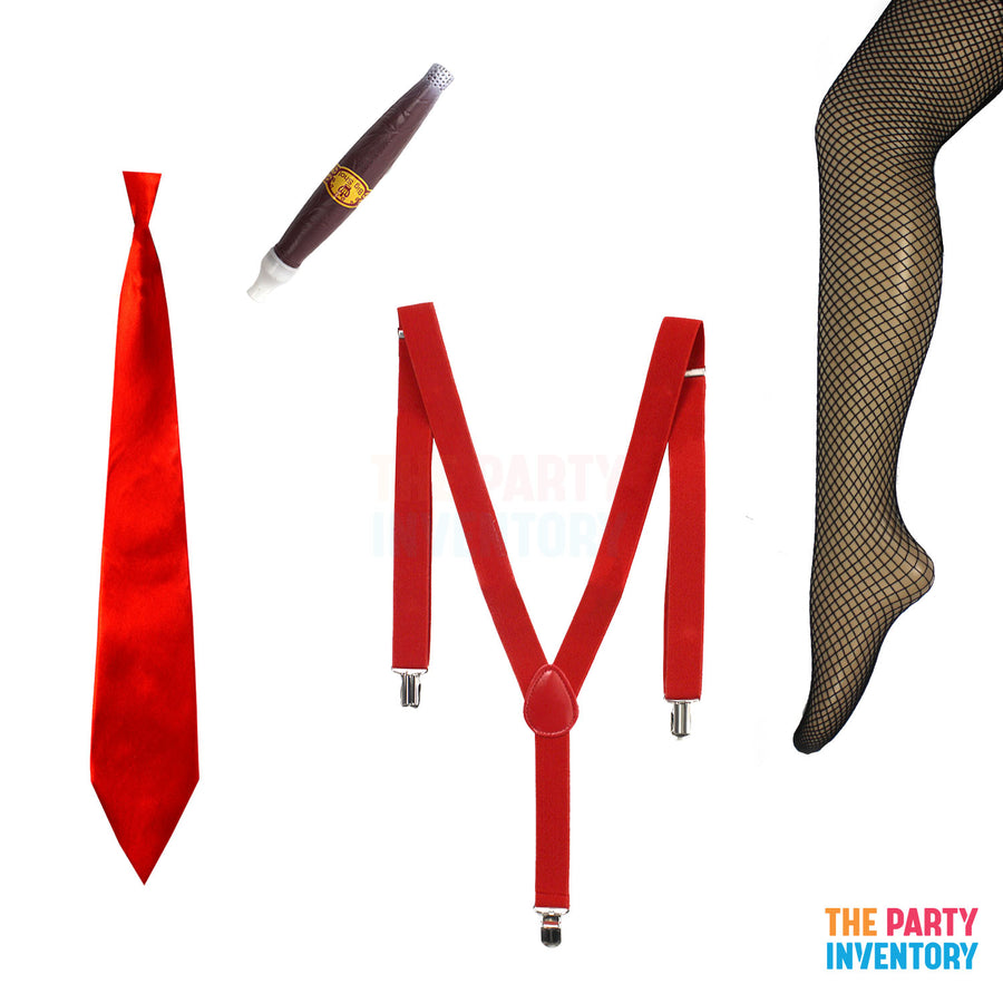 1920s Gangster Girl Costume Kit (4 Piece Set) Red