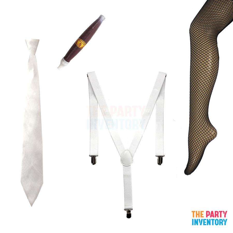 1920s Gangster Girl Costume Kit (4 Piece Set) White