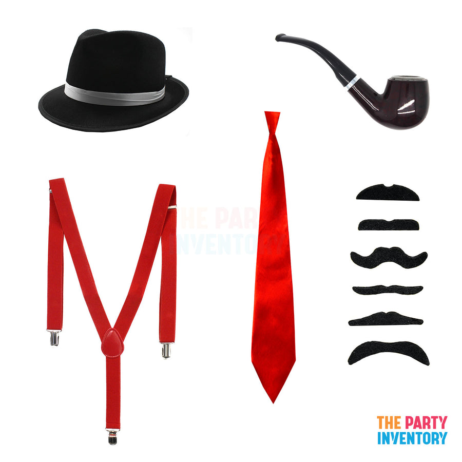 1920's Man Costume Kit (5 Piece Set) Red