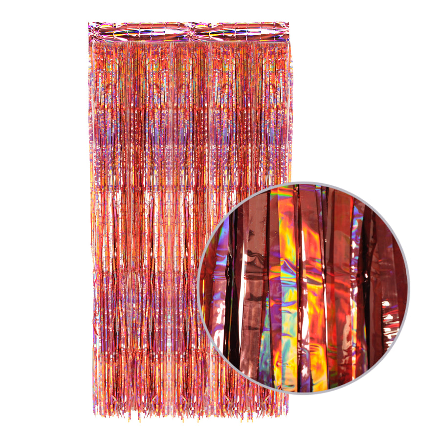 Dark Rose Gold Iridescent Tinsel Curtain