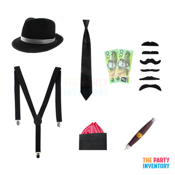 1920s Gangster Costume Kit (Deluxe) Black