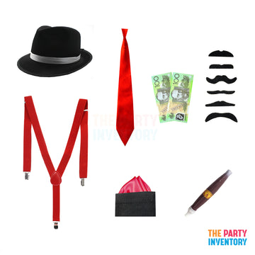 1920s Gangster Costume Kit (Deluxe) Red