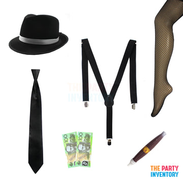 1920s Gangster Girl Costume Kit (Deluxe) Black