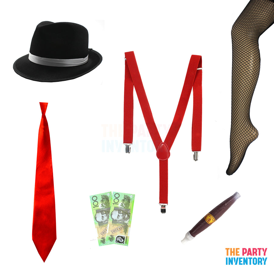 1920s Gangster Girl Costume Kit (Deluxe) Red