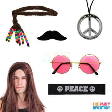 1960s Hippie Man Costume Kit (Deluxe) Brown