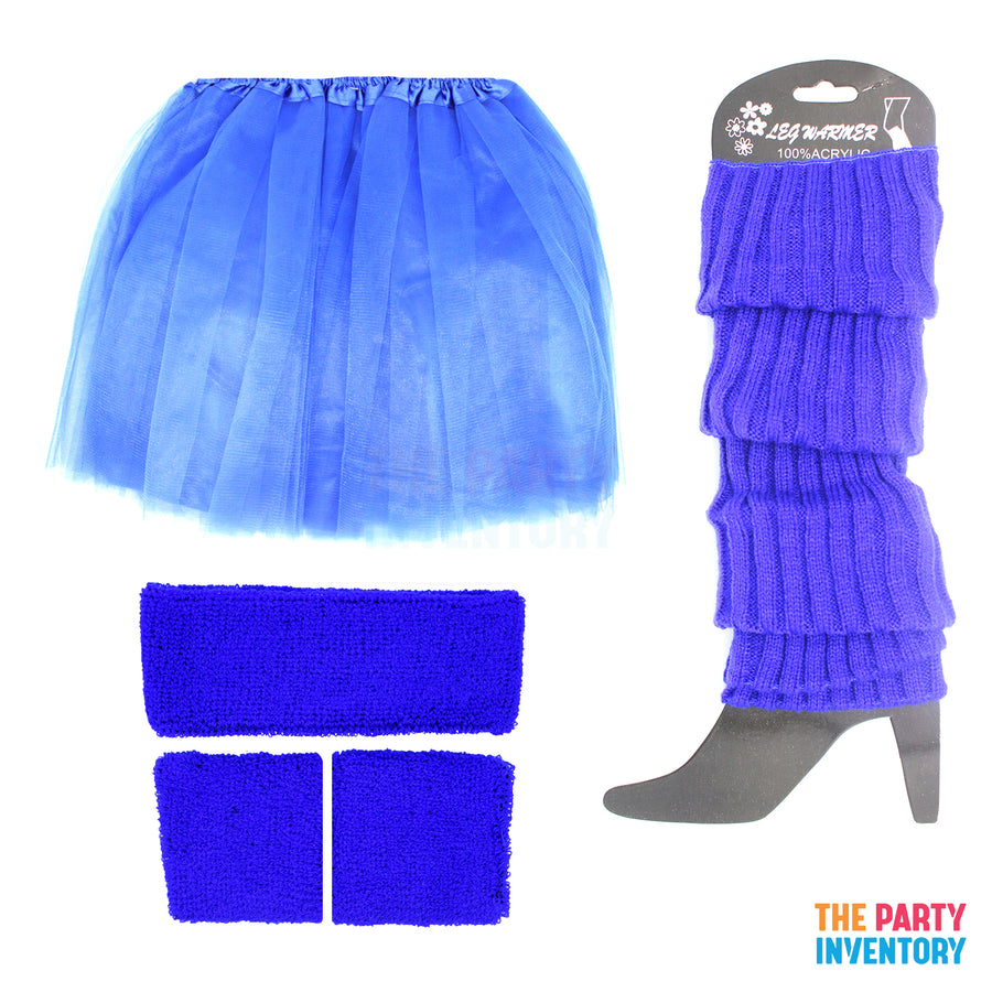 1980s Girl Costume Kit (5 Piece Set) Blue
