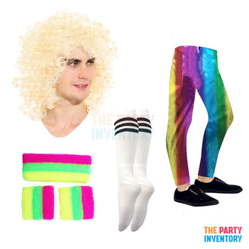 1980s Workout Man Costume Kit (Deluxe) Rainbow
