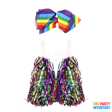 Cheerleader Costume Kit (3 Piece Set) Rainbow