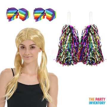Cheerleader Costume Kit (Deluxe) Rainbow