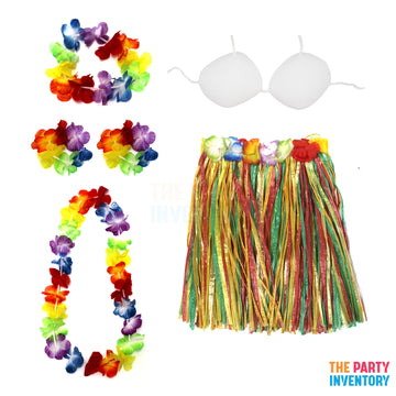 Ladies Hawaiian Costume Kit (Deluxe) Rainbow