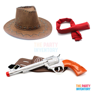 Cowboy/Cowgirl Costume Kit (3 Piece Set) Brown