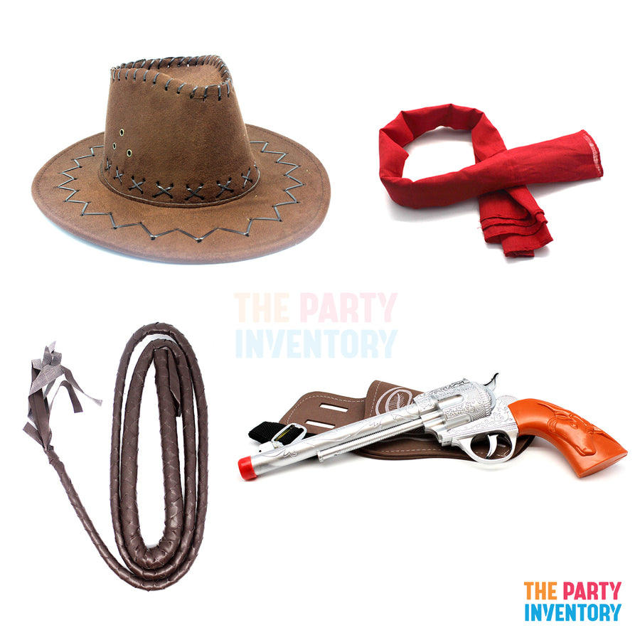 Cowboy/Cowgirl Costume Kit (4 Piece Set) Brown