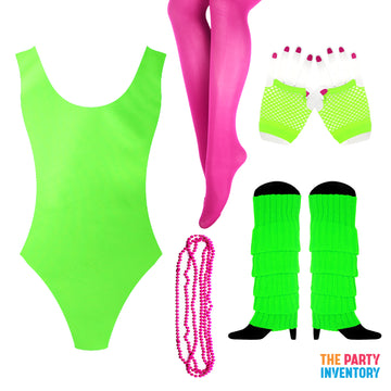 1980s Green / Pink Girl Costume Kit