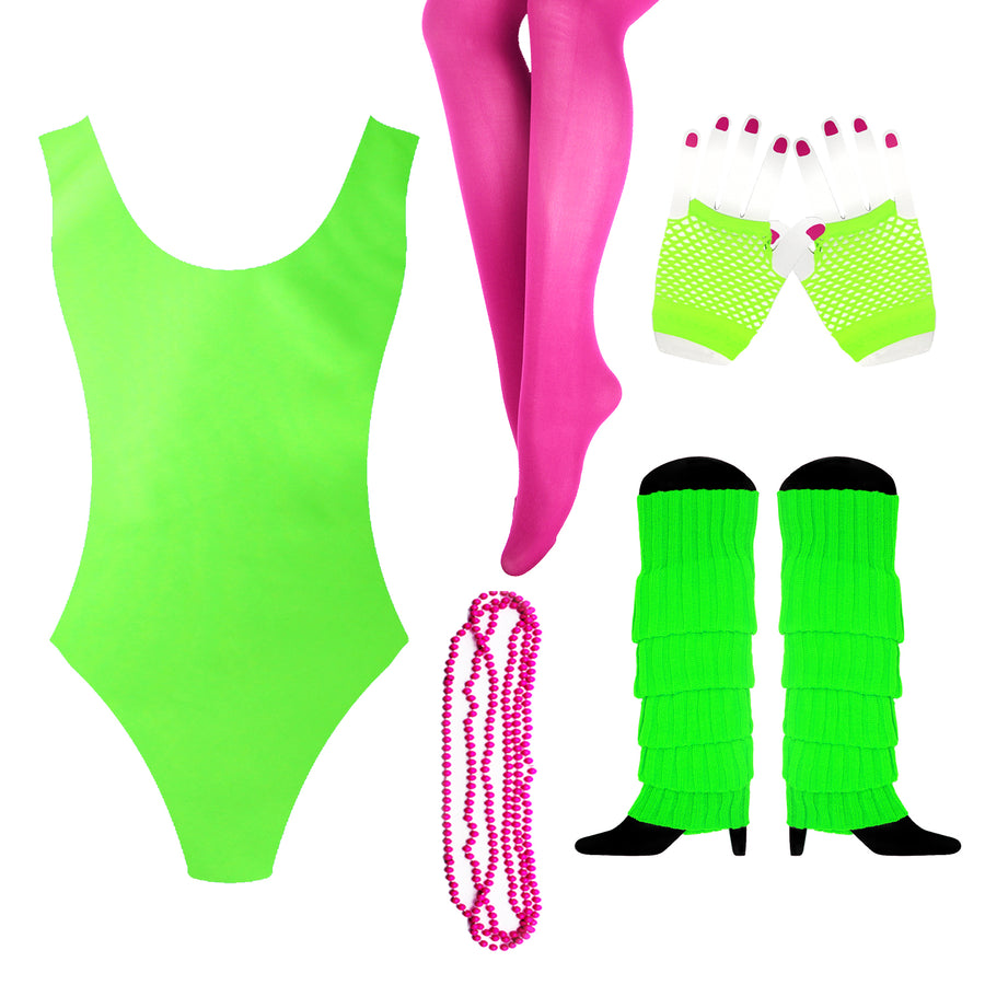 1980s Green / Pink Girl Costume Kit