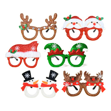 Christmas Glitter Glasses Photo Prop Kit (6 pack)