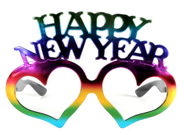 Happy New Year (Rainbow Heart) Party Glasses