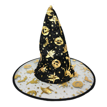 Black Witch Hat with Gold Foil