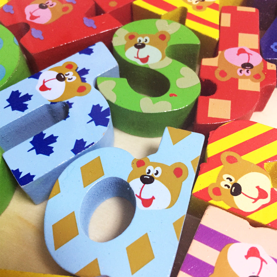 Wooden Alphabet Blocks in Tray