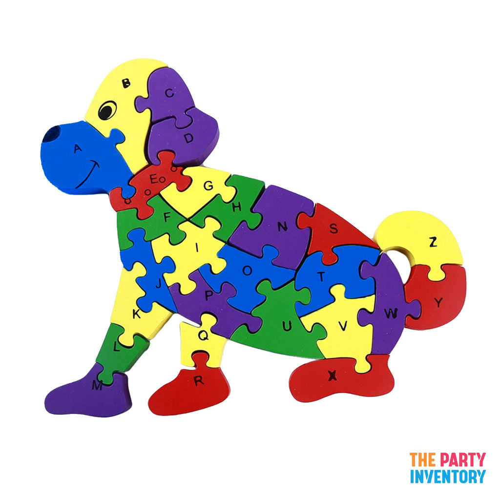Wooden Dog Alphabet Number Block Puzzle – The Party Inventory
