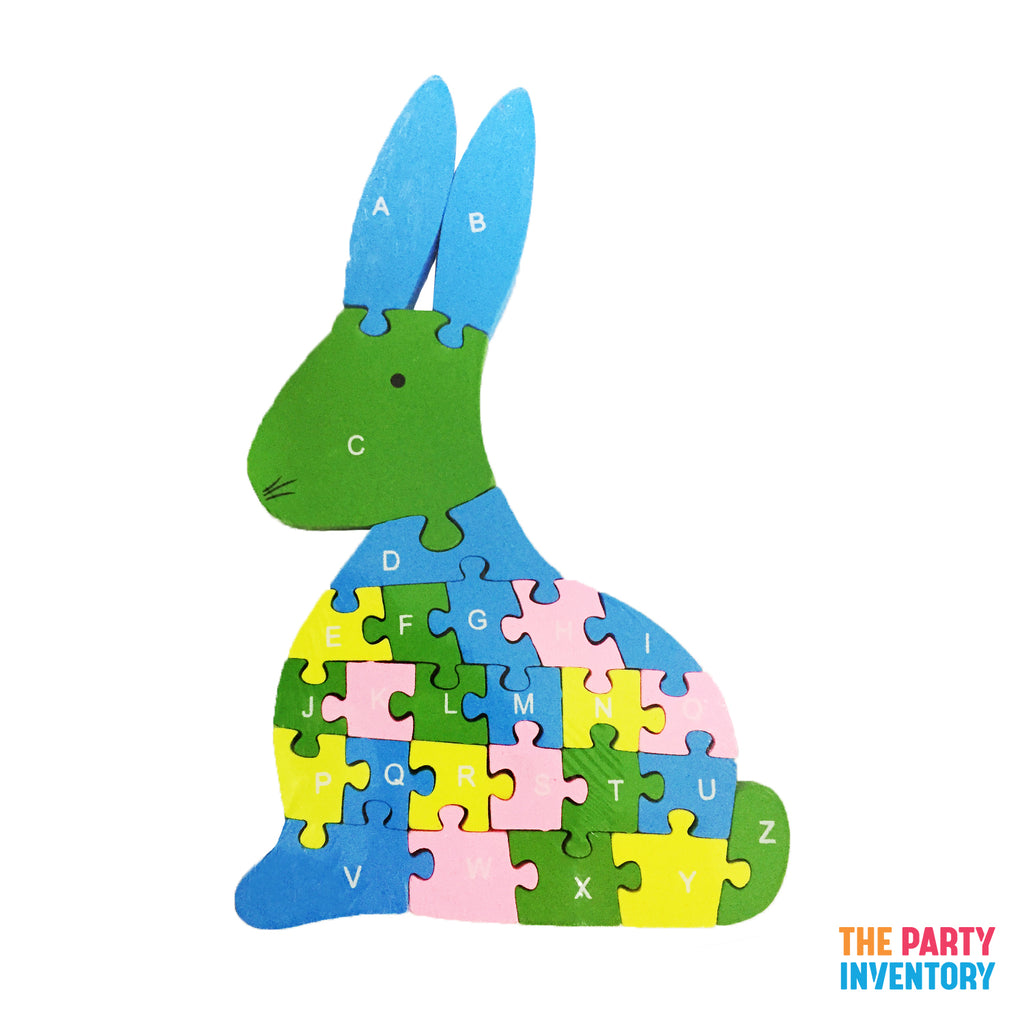 Wooden Rabbit Alphabet Number Block Puzzle – The Party Inventory