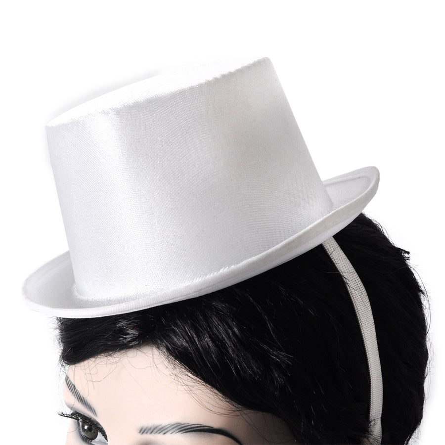 Mini White Satin Top Hat