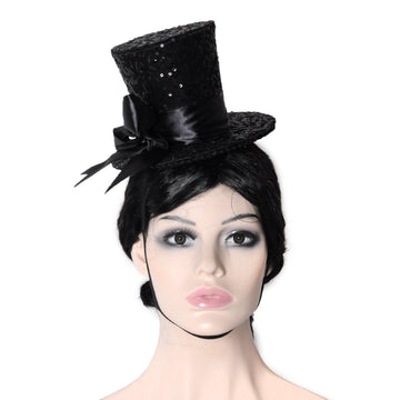 Mini Black Sequin Top Hat