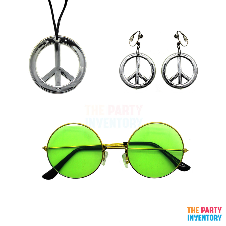 1960s Hippie Girl Costume Kit (3 Piece Set) Green