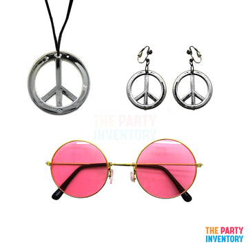 1960s Hippie Girl Costume Kit (3 Piece Set) Pink