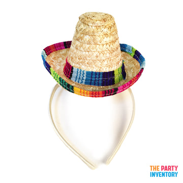 Mini Straw Sombrero Hat Headband